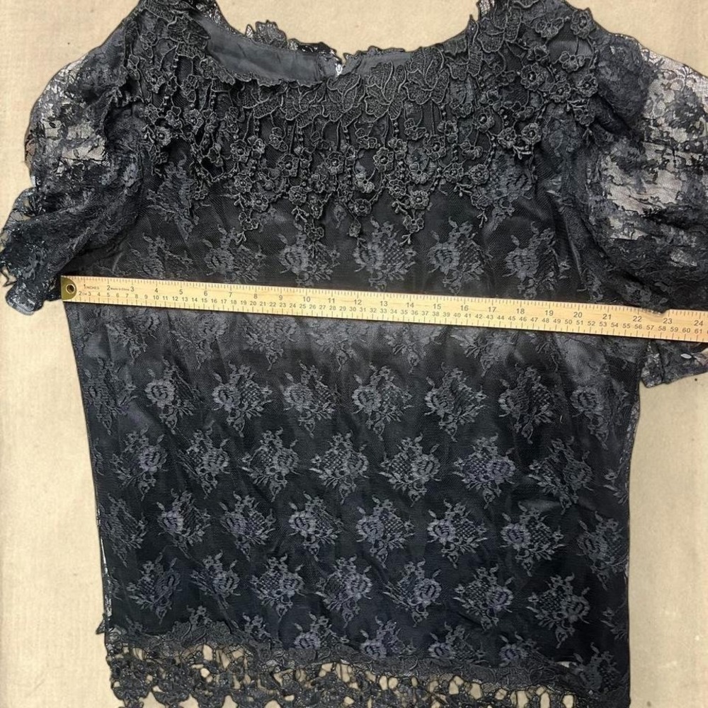 Vintage 60s 70s Black Floral Lace Skirt Set - Modern XL/2XL - Picture 4 of 8